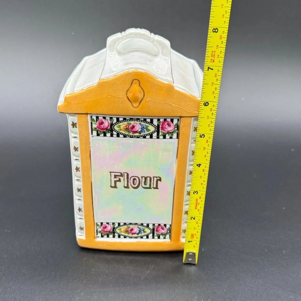 Vintage 1930 MEPOCO WARE Lusterware Flour Canister Made in Germany